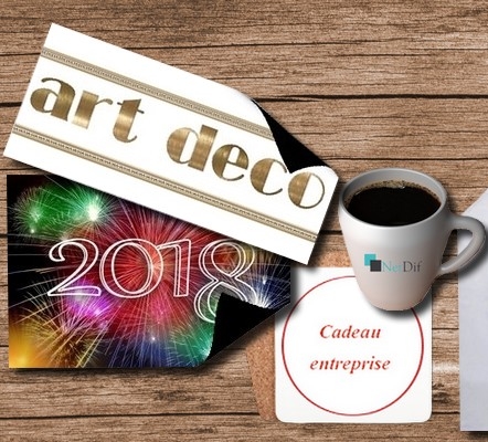 graphisme magnet et sous-verre avec tasse logo